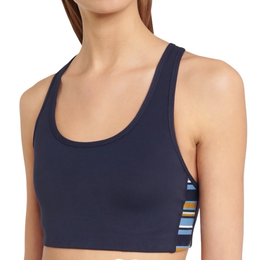 Tory Sport‎ Spectrum Side Stripe Sports Bra with Stripes in Navy Ridge
